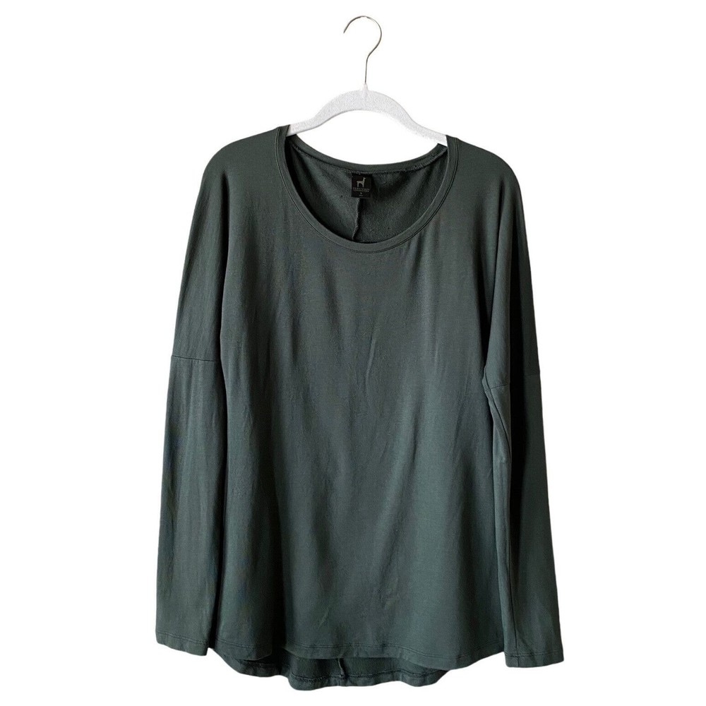 Peruvian Connection Green Long Sleeved Scoop Neck Top Size Small